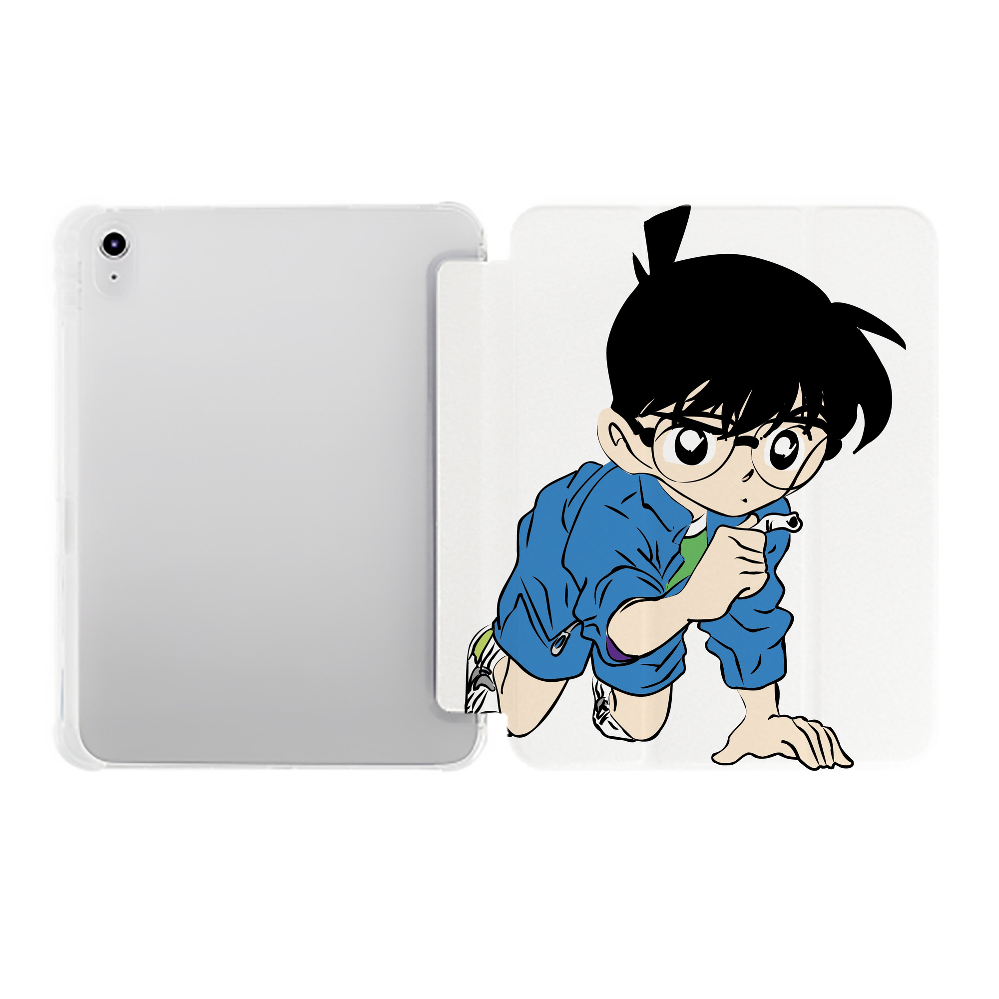 （画像用） 名探偵コナン 江戸川 コナン Detective Conan Conan Edogawa IPad ケース ペン収納付き 三つ折りスタンド PUレザー×シリコン 対応機種9.5/10.5/10.9インチ
